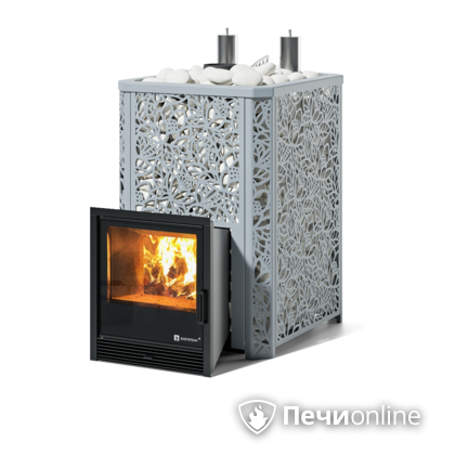 Дровяная печь-каменка ИзиСтим Ялта 35 (Хохлома), AISI 430 в Иркутске